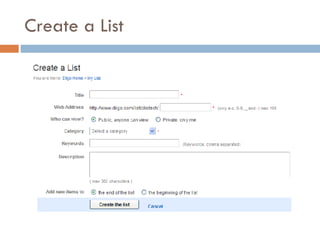 Create a List 