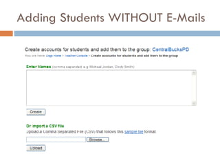 Adding Students WITHOUT E-Mails 