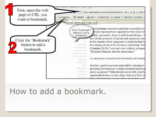 How to add a bookmark.
 