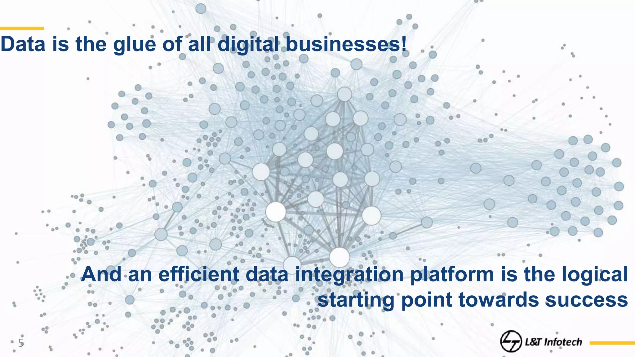 5
Data is the glue of all digital businesses!
And an efficient data integration platform is the logical
starting point towards success
 