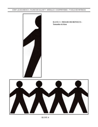 CONT. (2) DO ANEXO 3 - PLANO DEAULA Nº 7 - MÓDULO I: O ESPIRITISMO - 1º CICLO DE INFÂNCIA
ILUST. 3 - MOLDE DO BONECO -
Tamanho 4x14cm
ILUST. 4
 