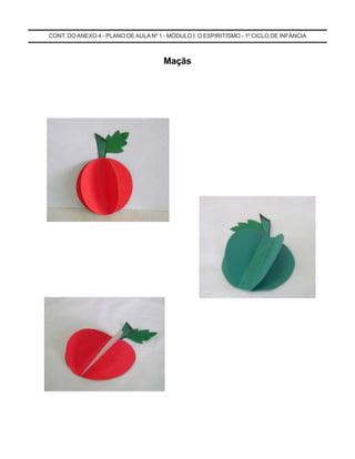 CONT. DOANEXO 4 - PLANO DE AULA Nº 1 - MÓDULO I: O ESPIRITISMO - 1º CICLO DE INFÂNCIA
Maçãs
 