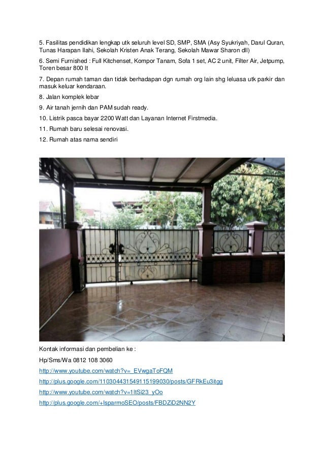Di Jual Rumah di Tangerang Kota Dekat Bandara Soekarno 