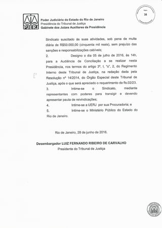 Dijur, tj e reitoria sobre dissidio de greve