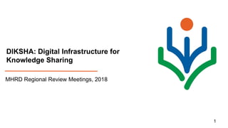 DIKSHA: Digital Infrastructure for
Knowledge Sharing
MHRD Regional Review Meetings, 2018
1
 
