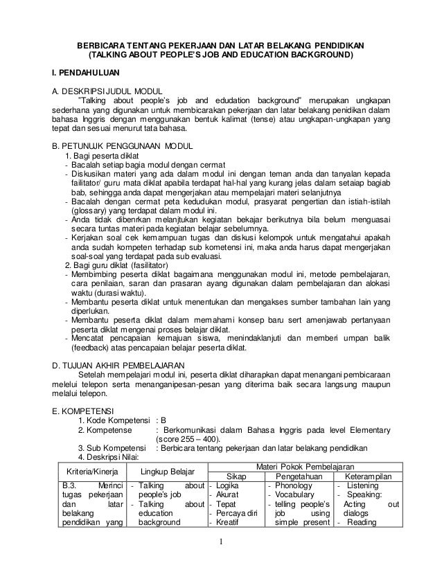 Diktat 3 Berbicara Tentang Pekerjaan Dan Latar Belakang