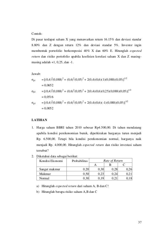 Contoh Soal Dan Jawaban Teori Portofolio Contoh Soal Terbaru