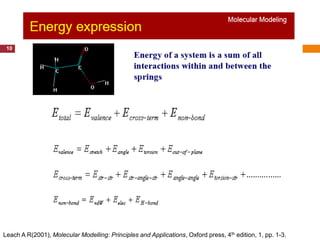 10




Leach A R(2001), Molecular Modelling: Principles and Applications, Oxford press, 4th edition, 1, pp. 1-3.
 