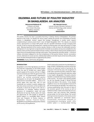Dilemma and Future of Poultry Industry in Bangladesh  An Analysis
