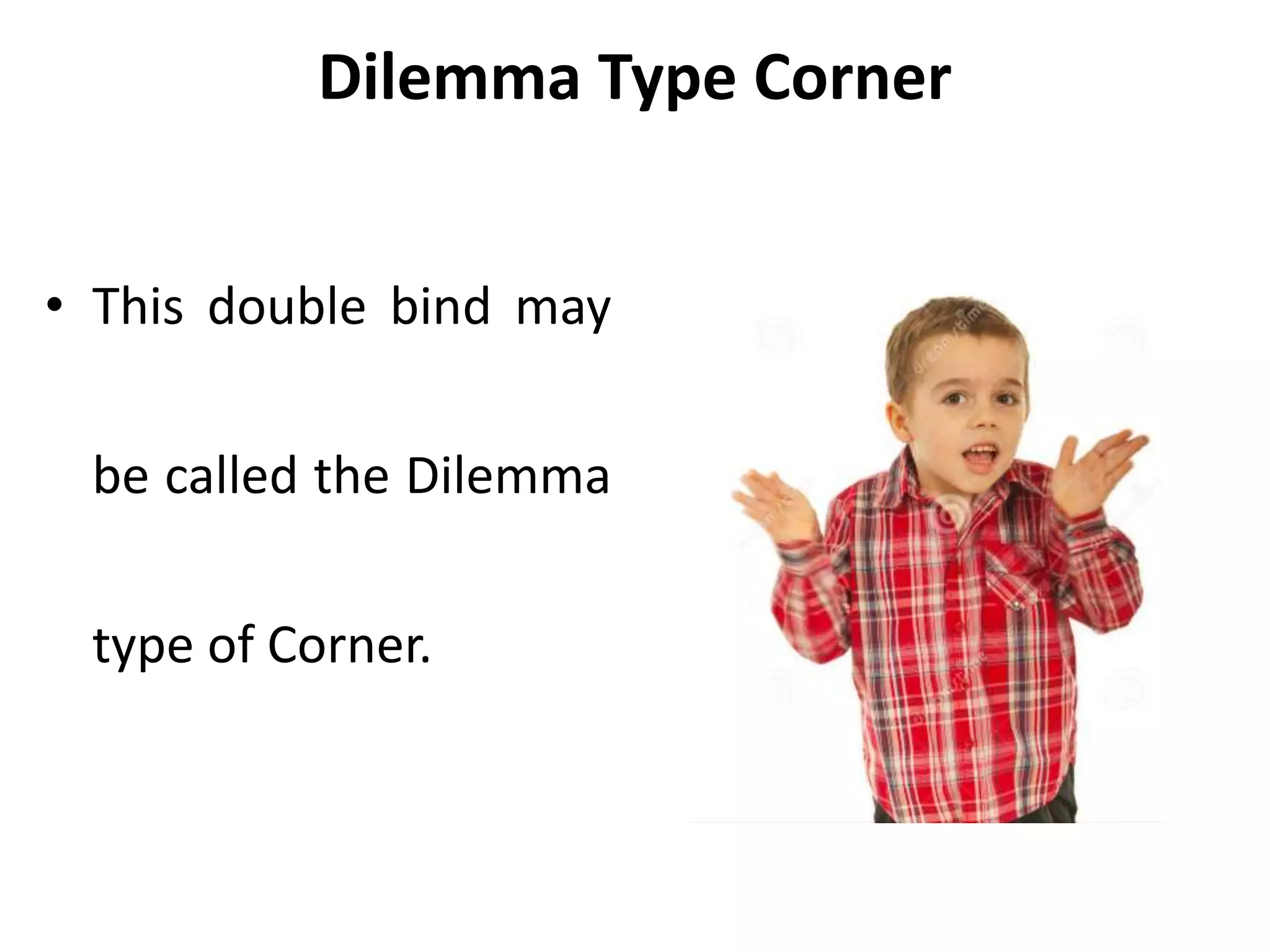 Dilemma Type Corner
• This double bind may
be called the Dilemma
type of Corner.