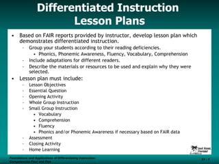 Differentiated Instruction  Lesson Plans ,[object Object],[object Object],[object Object],[object Object],[object Object],[object Object],[object Object],[object Object],[object Object],[object Object],[object Object],[object Object],[object Object],[object Object],[object Object],[object Object],[object Object],[object Object],Foundations and Applications of Differentiating Instruction: Competencies Four and Five S1 -  