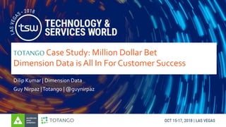 @tsiacommunity | #TSW18
TOTANGO Case Study: Million Dollar Bet
Dimension Data is All In For Customer Success
Dilip Kumar | Dimension Data
Guy Nirpaz |Totango | @guynirpaz
 
