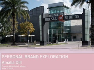 PERSONAL BRAND EXPLORATION
Amalia Dill
Project & Portfolio I: Week 1
June 3, 2023
 