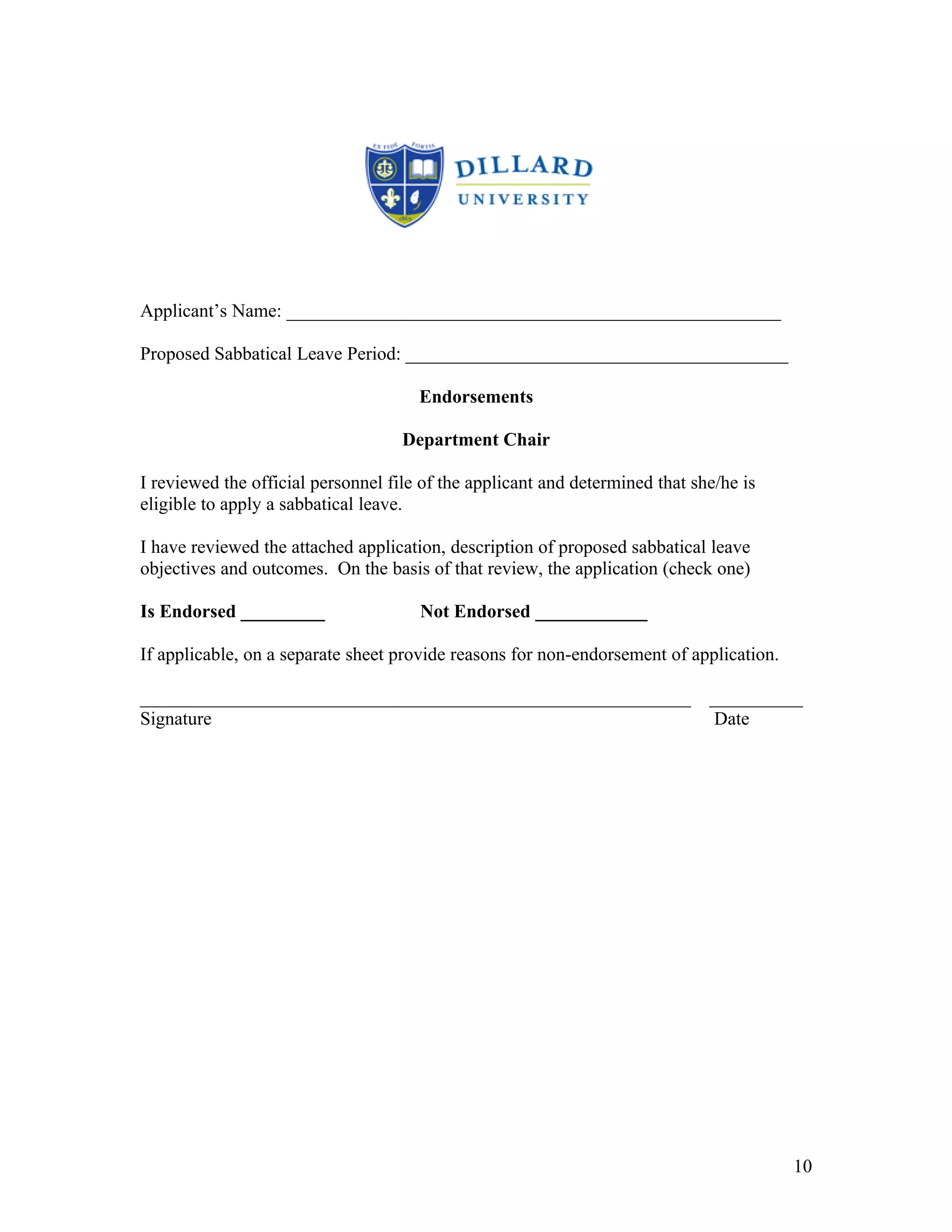 Dillard University CTLAT Sabbatical Application Feb15, 2012