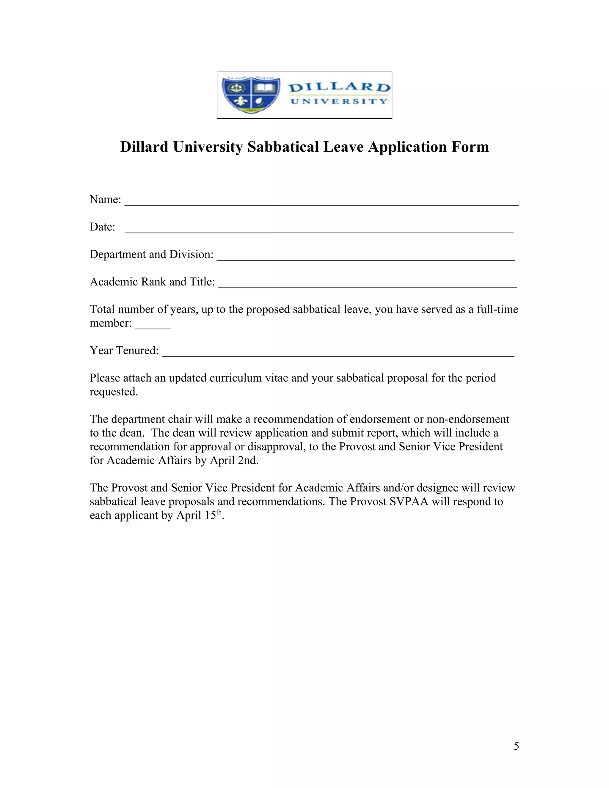 Dillard University CTLAT Sabbatical Application Feb15, 2012