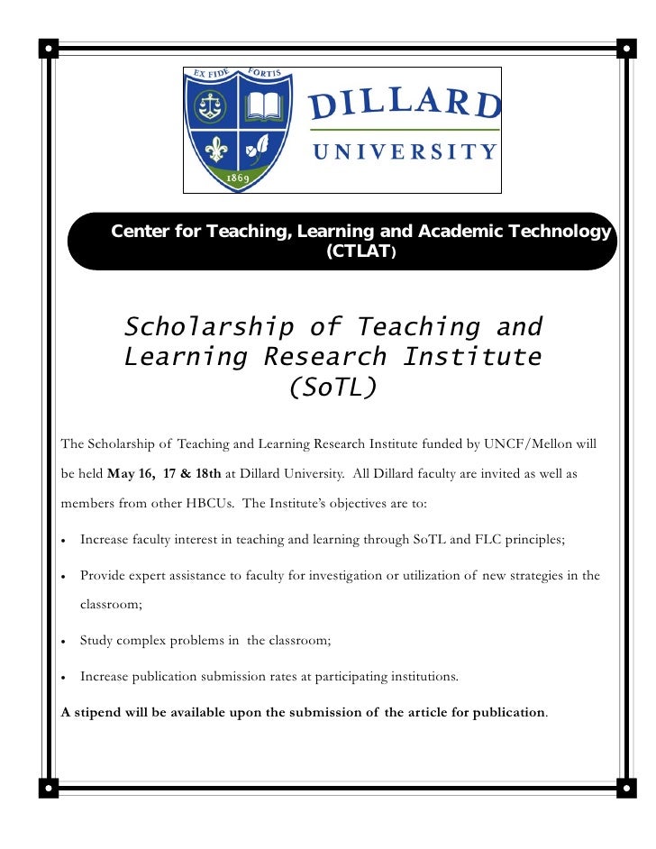 Dillard University SoTL Research Institute 2012