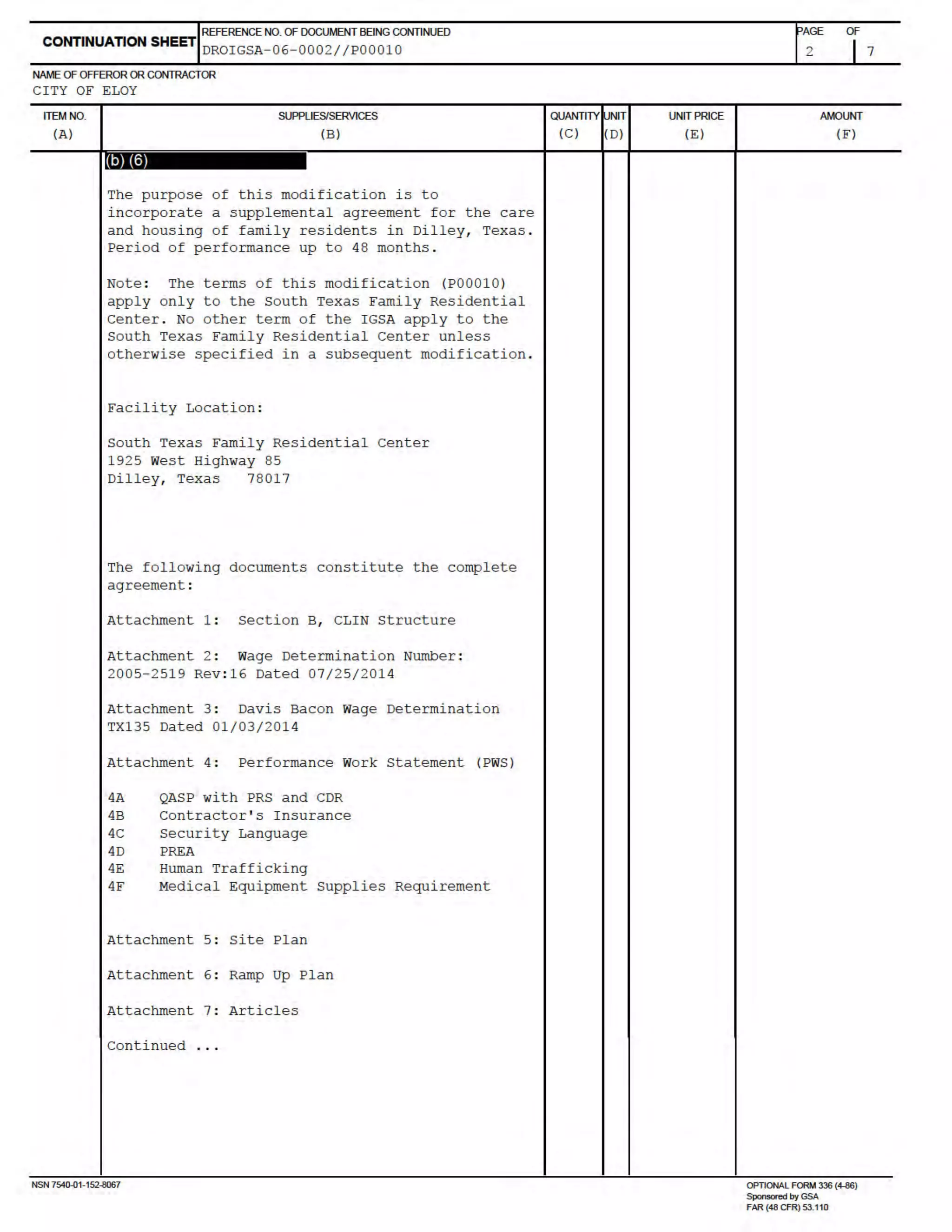 Dilley children jail contract | PDF
