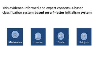 This evidence-informed and expert consensus-based
classification system based on a 4-letter initialism system
 