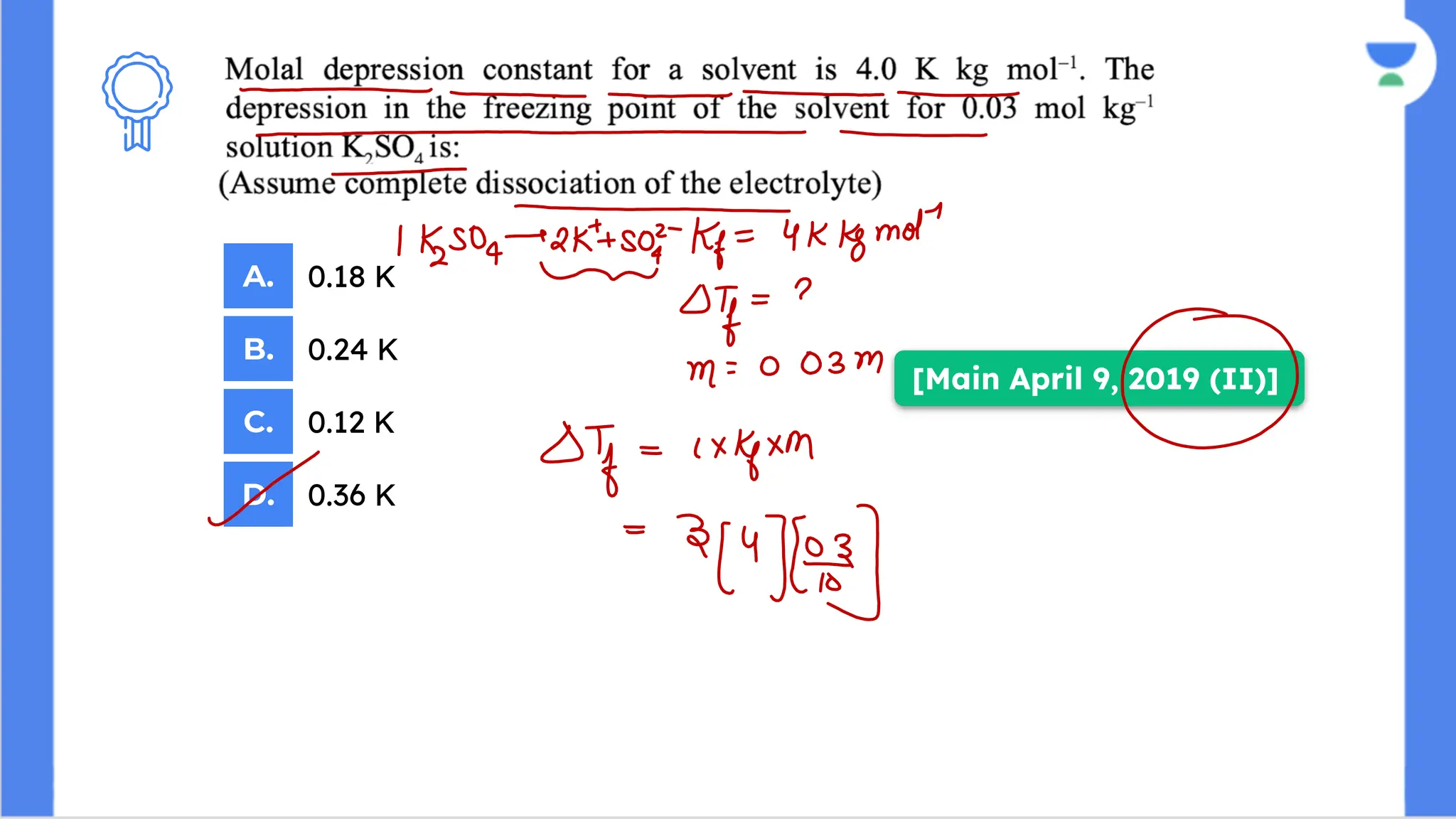 [Main April 9, 2019 (II)]
A.
B.
C.
D.
0.18 K
0.24 K
0.12 K
0.36 K
 