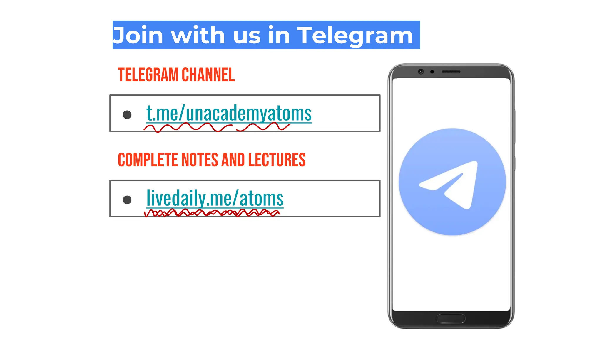 Join with us in Telegram
● t.me/unacademyatoms
TelegramChannel
● livedaily.me/atoms
CompleteNotes and Lectures
 