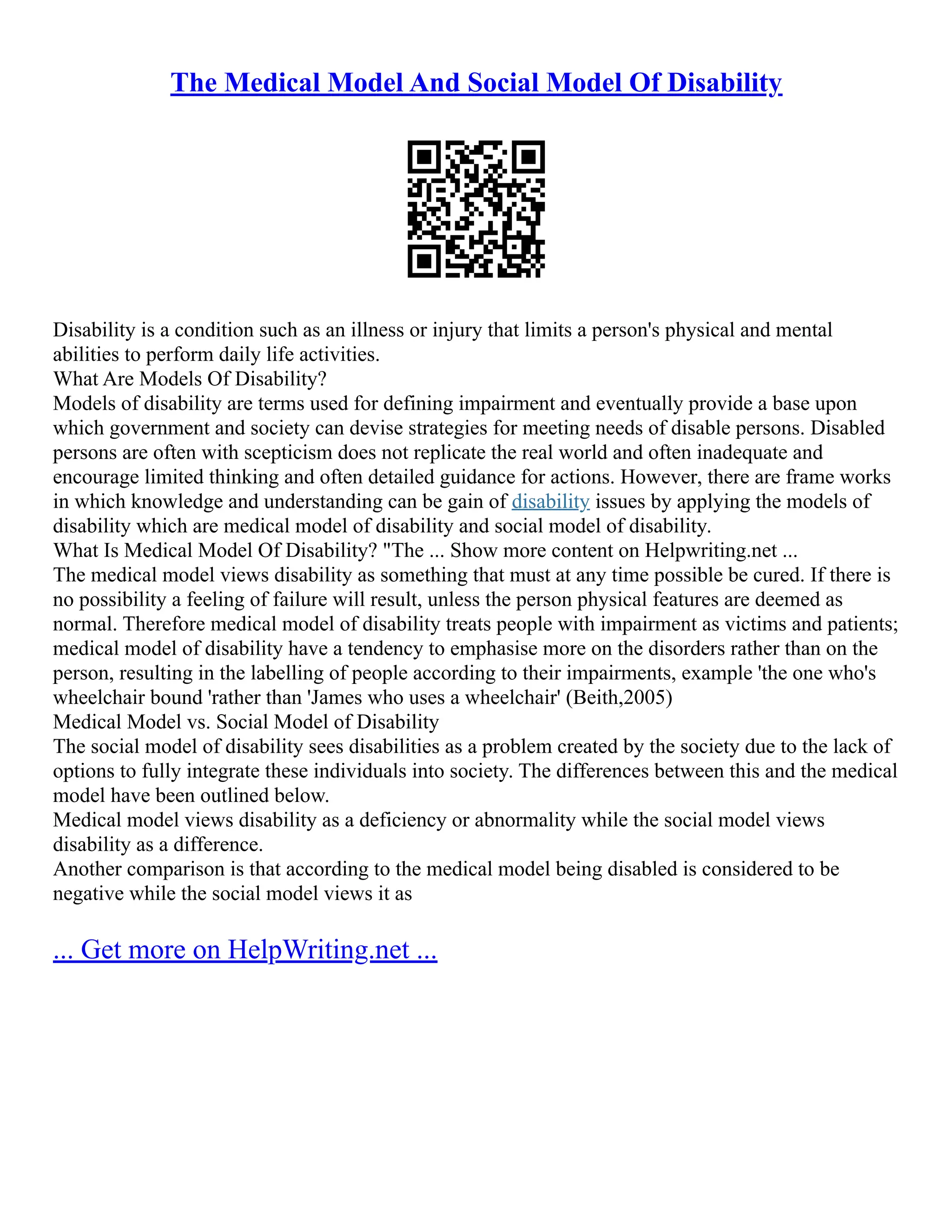 Dilybility And The Social Model Of Disability | PDF | Mental Health ...