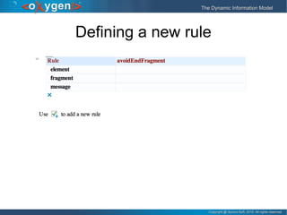 Copyright @ Syncro Soft, 2015. All rights reserved.Copyright @ Syncro Soft, 2015. All rights reserved.
The Dynamic Information ModelThe Dynamic Information Model
Defining a new rule
 