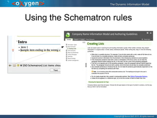 Copyright @ Syncro Soft, 2015. All rights reserved.Copyright @ Syncro Soft, 2015. All rights reserved.
The Dynamic Information ModelThe Dynamic Information Model
Using the Schematron rules
 