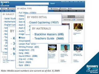 Note: Media asset numbers are current as of Oct. 9, 2009.