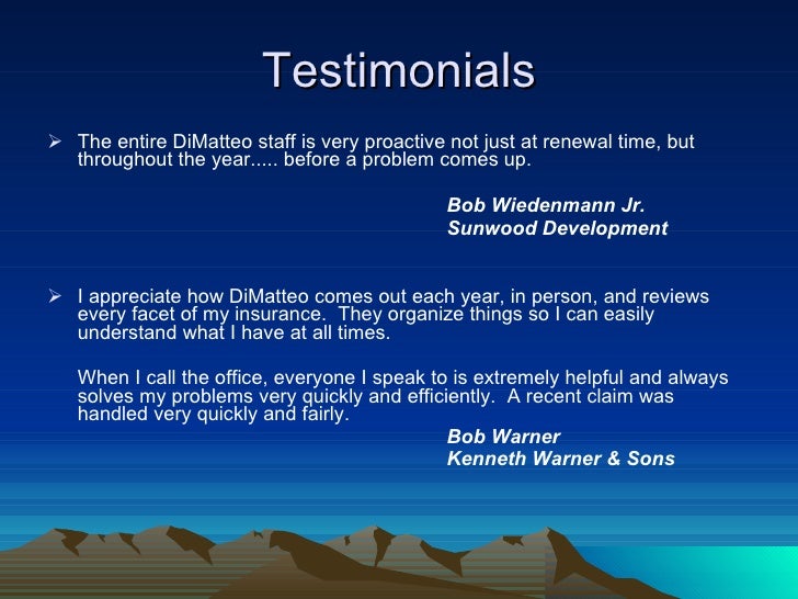 DiMatteo Insurance Service Summary Jd 7 18 06