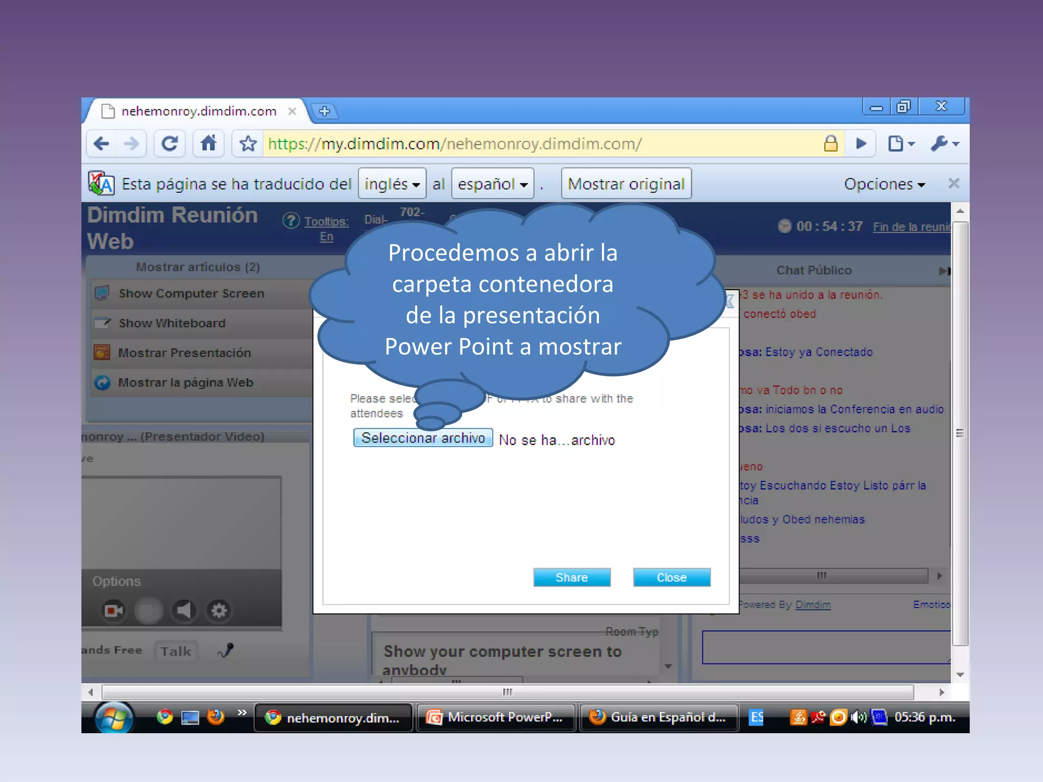 Procedemos a abrir la carpeta contenedora de la presentación Power Point a mostrar