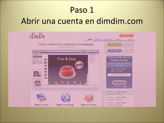 Paso 1 Abrir una cuenta en dimdim.com