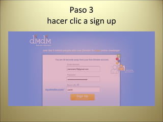 Paso 3 hacer clic a sign up