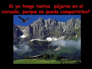 Si yo tengo tantos  pájaros en el corazón, porque no puedo compartirlos? 