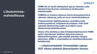 Liiketoiminta-
mahdollisuus
FAMN:illa on hyvät edellytykset ajaa ja rakentaa uutta
liiketoimintaa Suomen valmistavan teoll...