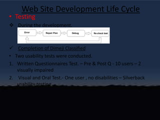Web Site Development Life CycleTestingDuring the development.