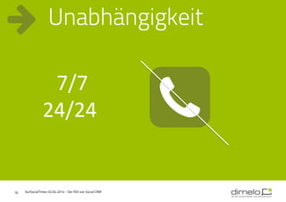 16
Unabhängigkeit
7/7
24/24
OurSocialTimes 02.04.2014 - Der ROI von Social CRM
 