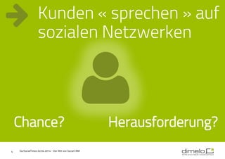 4
Kunden « sprechen » auf
sozialen Netzwerken
Chance? Herausforderung?
OurSocialTimes 02.04.2014 - Der ROI von Social CRM
 