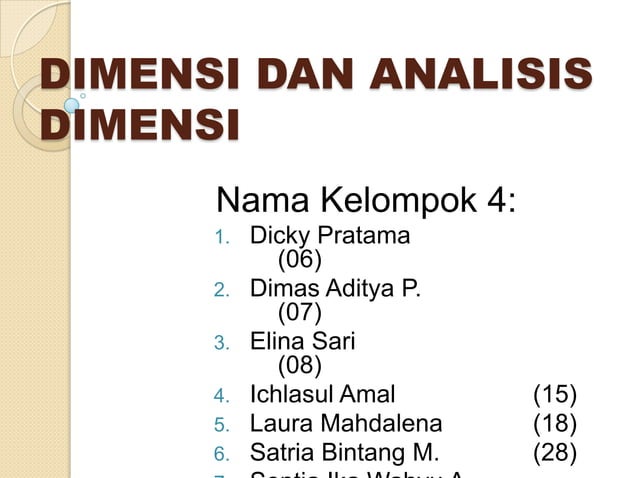 Dimensi dan analisis dimensi | PPT