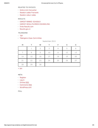 Dimensional formulas