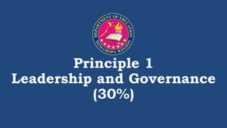 Principle 1
Leadership and Governance
(30%)
 