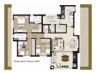 Planta baixa 3 dorms TIPO
 