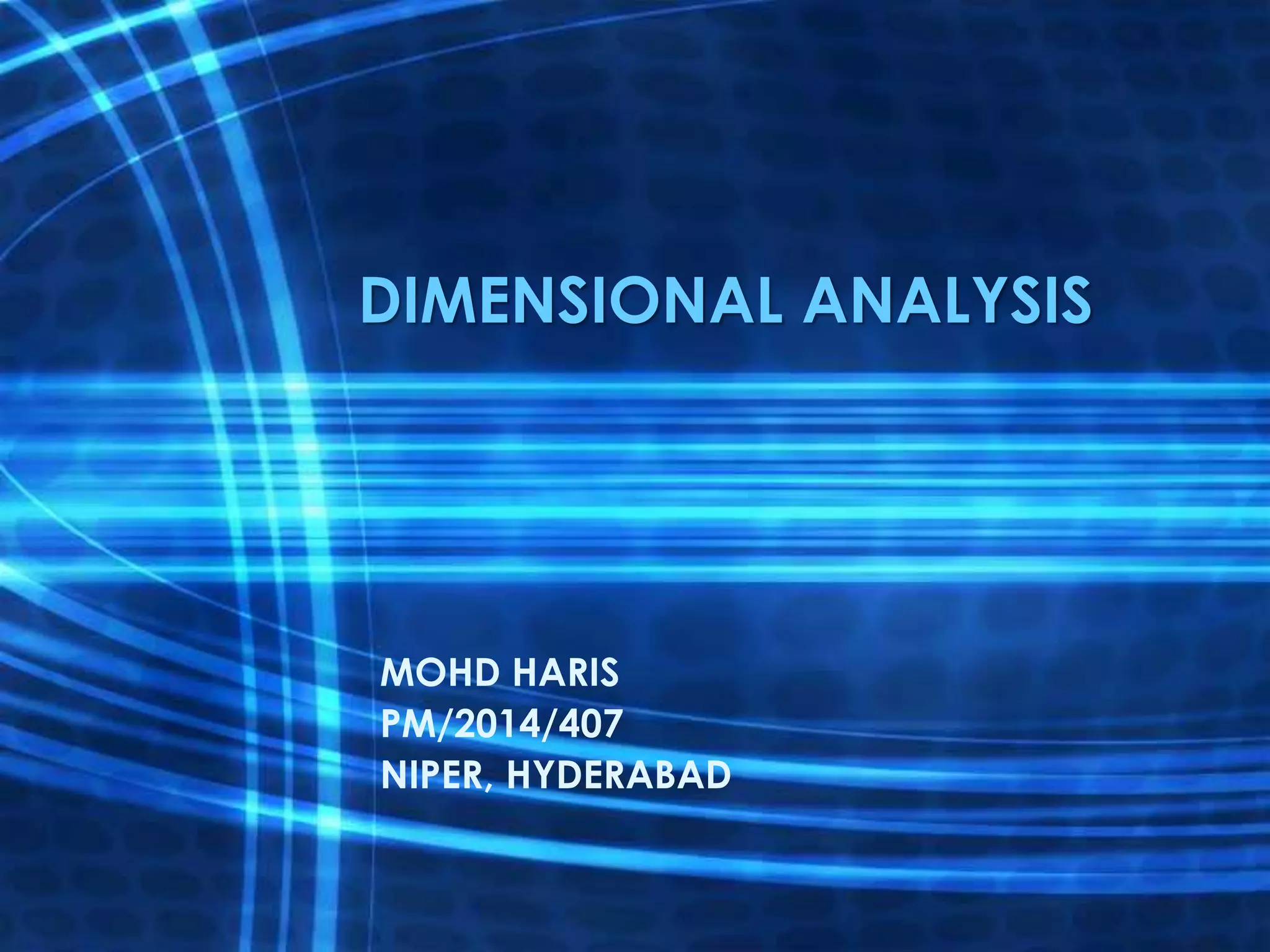 Dimensional analysis, brown gibson model PPT