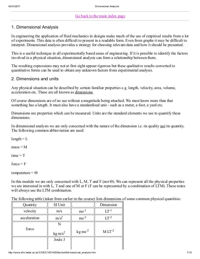dimensional analysis