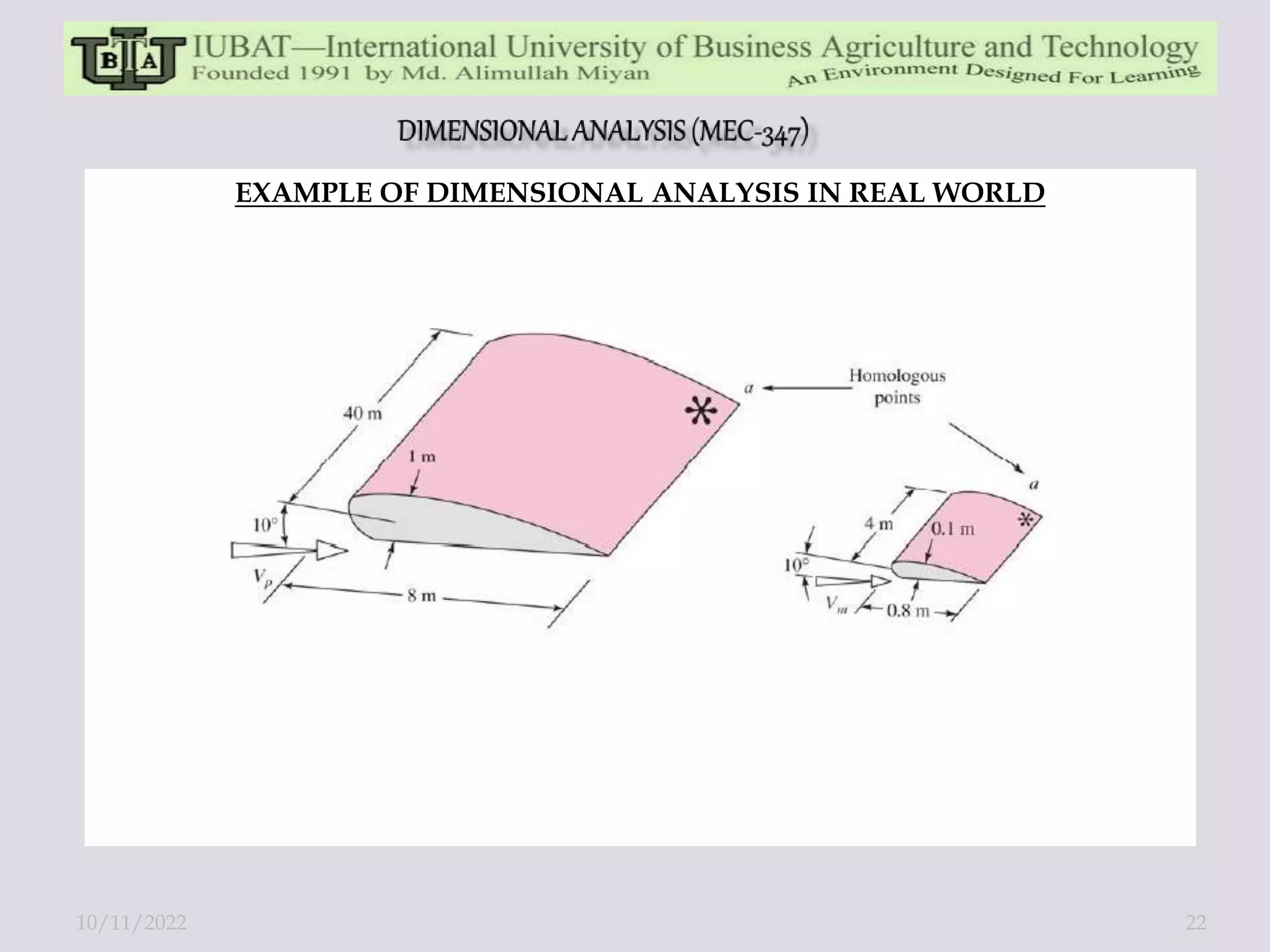 EXAMPLE OF DIMENSIONAL ANALYSIS IN REAL WORLD
10/11/2022 22
 