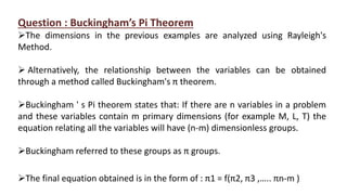 Dimensional analysis Similarity laws Model laws | PPTX