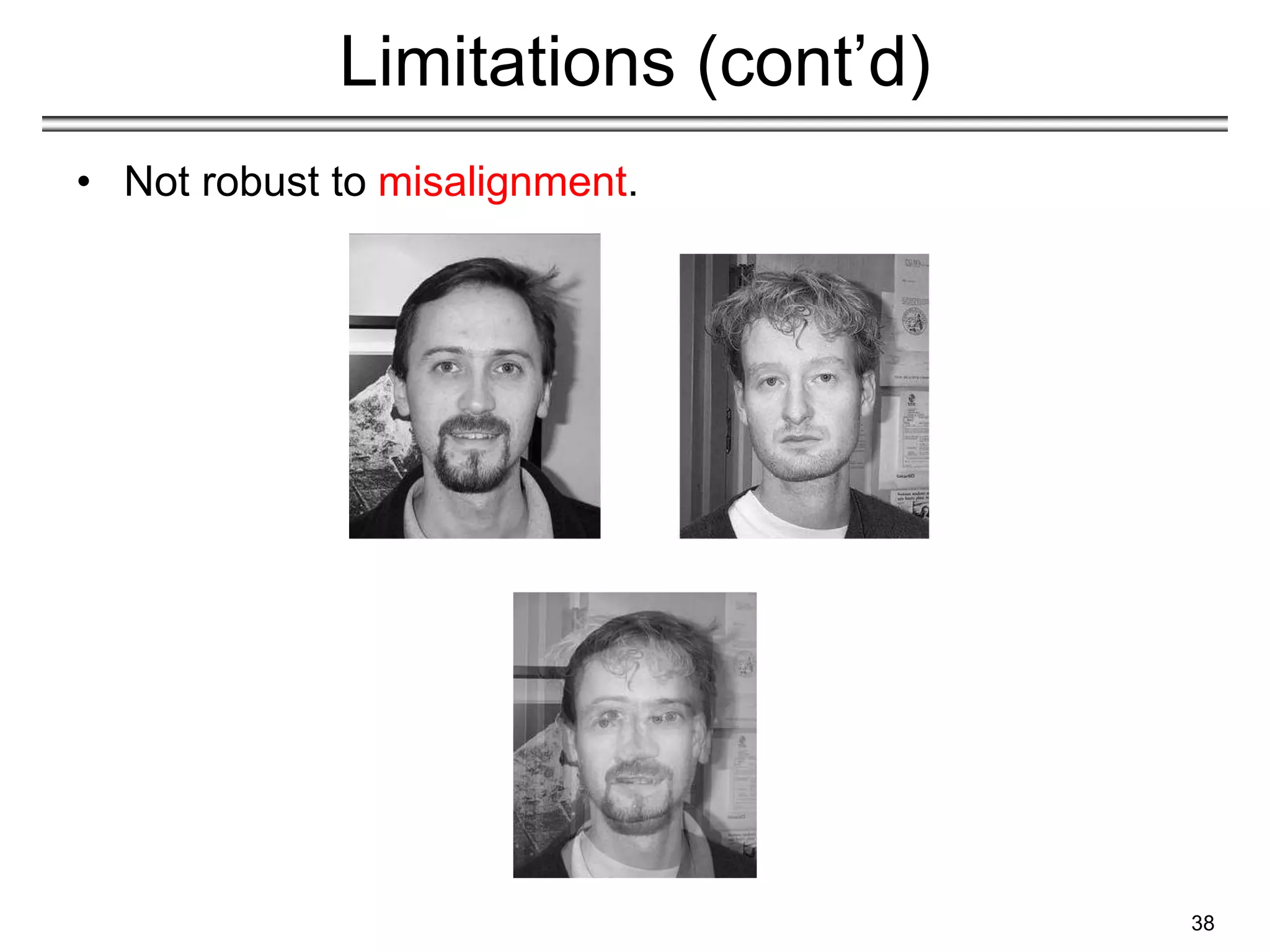 38
Limitations (cont’d)
• Not robust to misalignment.
 