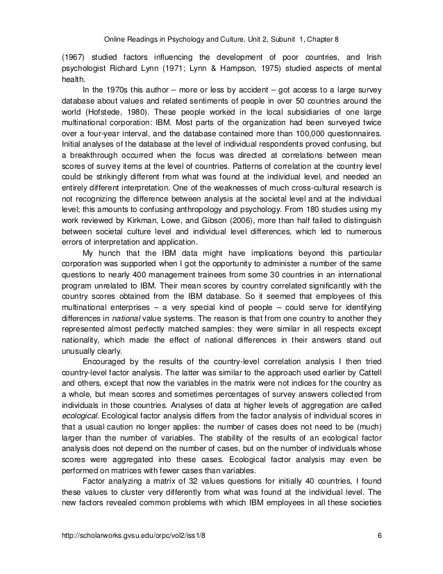 Dimensionalizing cultures the hofstede model in context