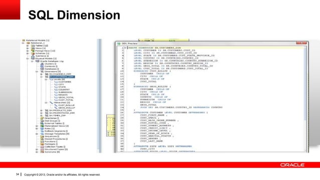 Dimensional modeling in oracle sql developer
