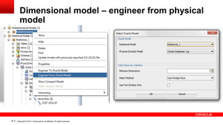Dimensional model – engineer from physical
model

36

Copyright © 2013, Oracle and/or its affiliates. All rights reserved.

 