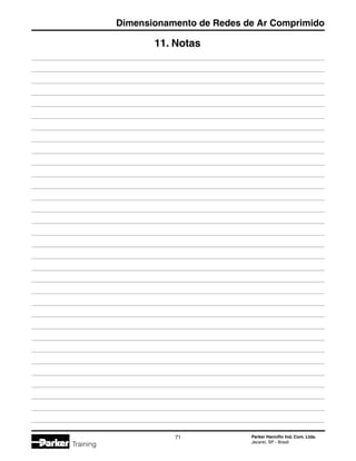 Parker Hannifin Ind. Com. Ltda.
Jacareí, SP - Brasil
71
Dimensionamento de Redes de Ar Comprimido
Training
11. Notas
 